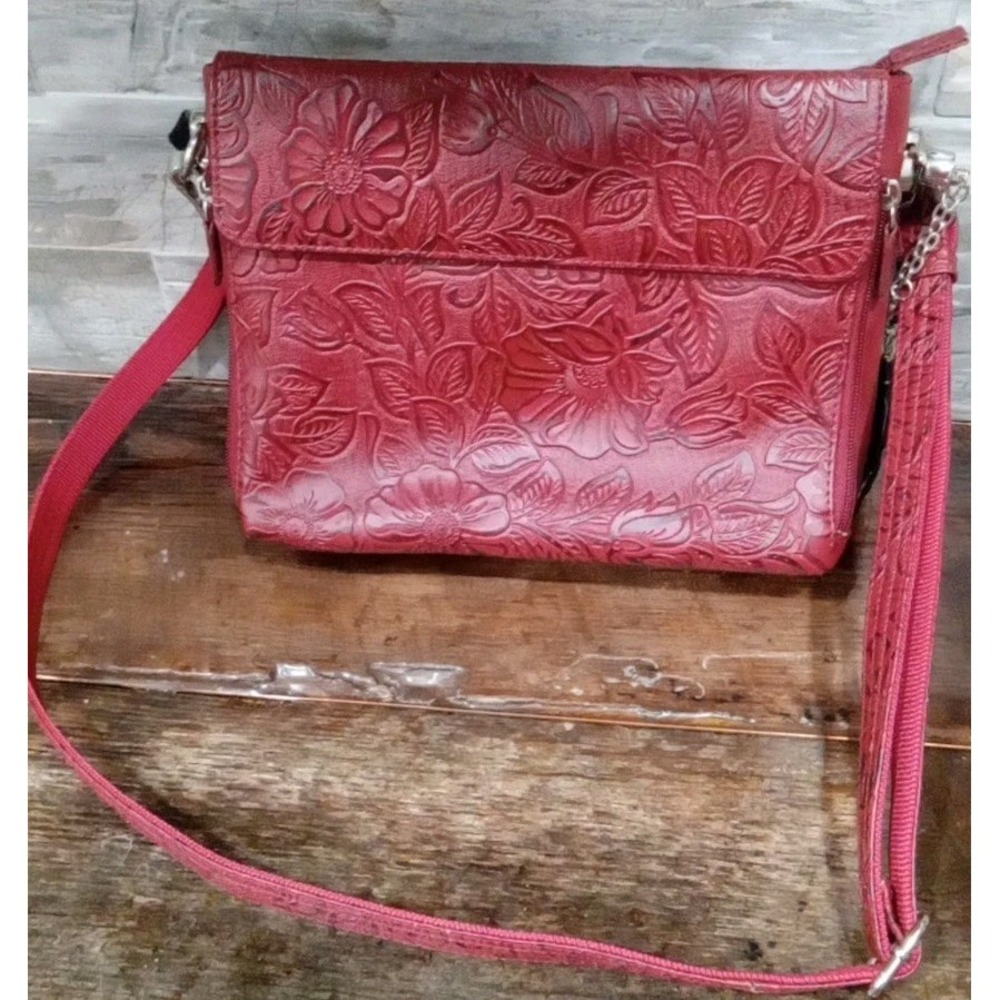 Gun Tote'n Mamas Handbag Tooled American Cowhide Concealed Carry Cherry